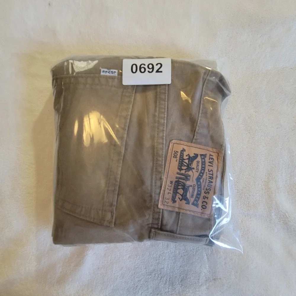 Levi's 508 Regular Taper Pants Mens 32x32 (34x31) Khaki Tan Cotton Blend Chino